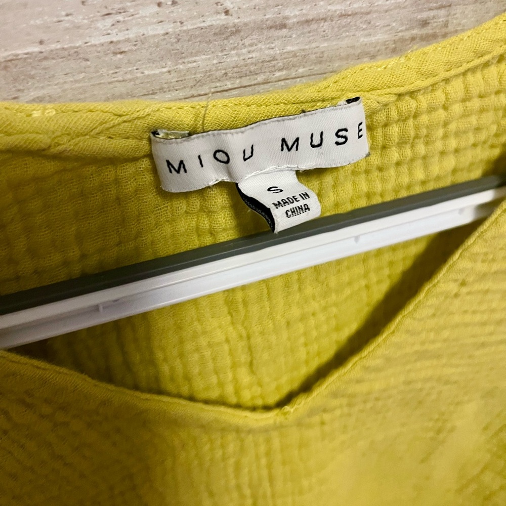Miou Muse Green/Yellow Ruffle Top - Size S - Picture 4 of 9